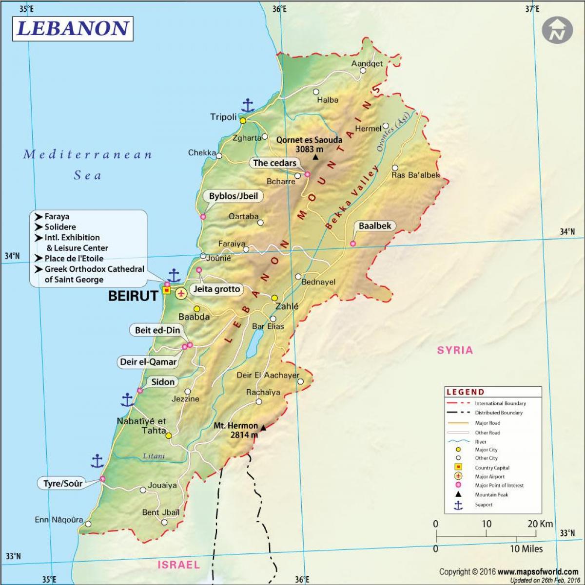 mapa ng Lebanon europa 