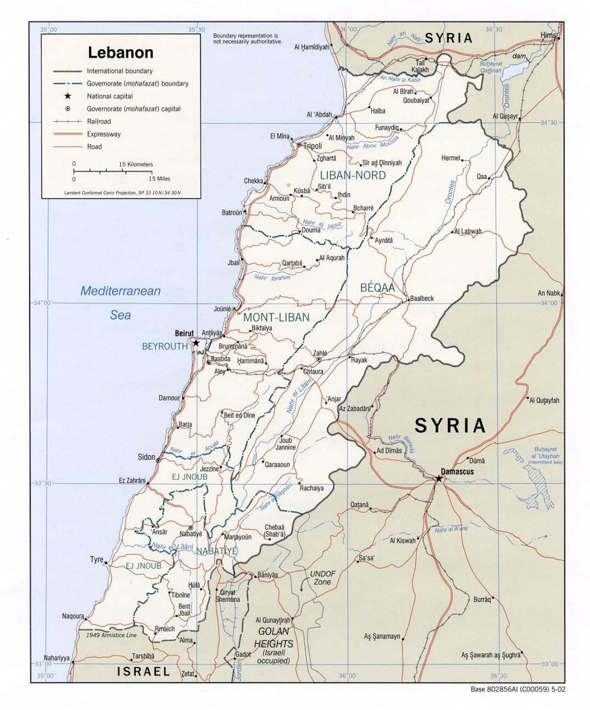 mapa ng Lebanon sa mataas na paaralan