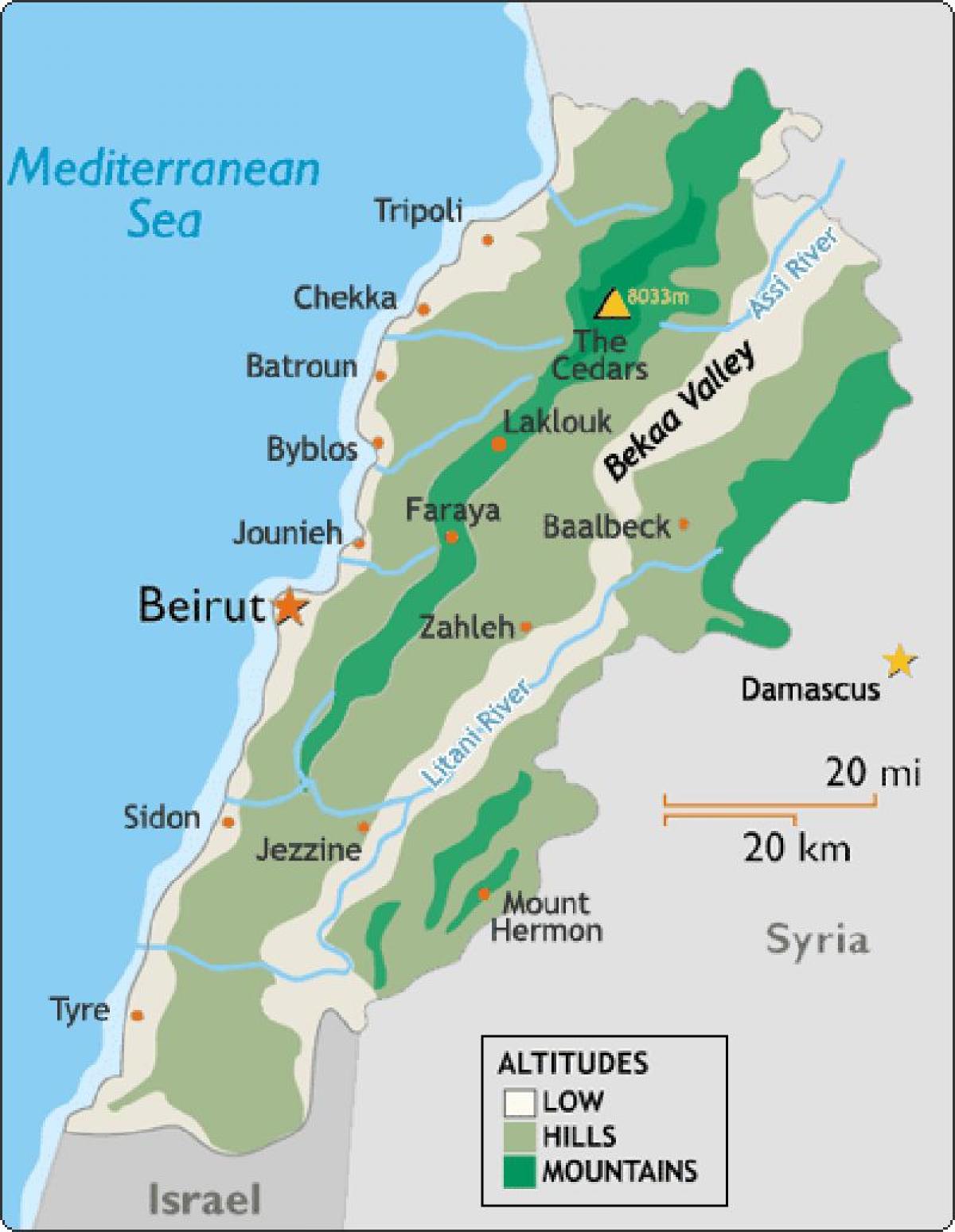 mapa ng Lebanon klima