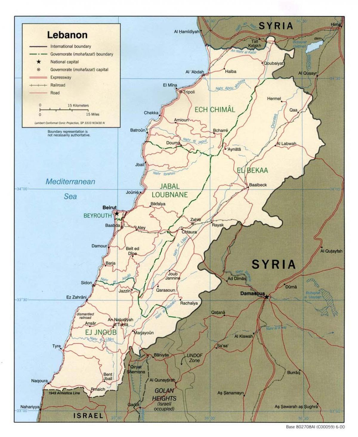 mapa ng Lebanon