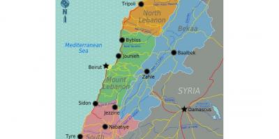 Mapa ng Lebanon turista
